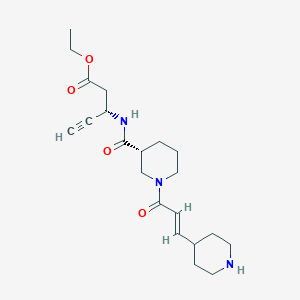 ethyl (3S)-3-[[(3R)-1-[(E)-3-piperidin-4-ylprop-2-enoyl]piperidine-3-carbonyl]amino]pent-4-ynoate