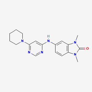 1,3-dimethyl-5-{[6-(piperidin-1-yl)pyrimidin-4-yl]amino}-1,3-dihydro-2H-benzimidazol-2-one