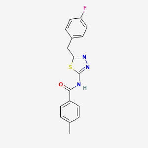 molecular formula C17H14FN3OS B12478132 N-[5-(4-fluorobenzyl)-1,3,4-thiadiazol-2-yl]-4-methylbenzamide 