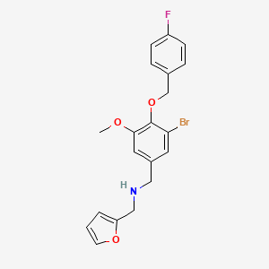 molecular formula C20H19BrFNO3 B12478159 1-{3-bromo-4-[(4-fluorobenzyl)oxy]-5-methoxyphenyl}-N-(furan-2-ylmethyl)methanamine 