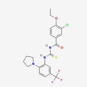 molecular formula C21H21ClF3N3O2S B12478229 3-chloro-4-ethoxy-N-{[2-(pyrrolidin-1-yl)-5-(trifluoromethyl)phenyl]carbamothioyl}benzamide 