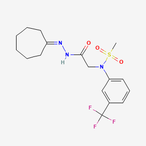 N-[2-(2-cycloheptylidenehydrazinyl)-2-oxoethyl]-N-[3-(trifluoromethyl)phenyl]methanesulfonamide (non-preferred name)