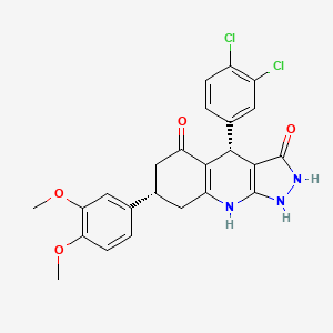 (4S,7S)-4-(3,4-dichlorophenyl)-7-(3,4-dimethoxyphenyl)-1H,2H,4H,6H,7H,8H,9H-pyrazolo[3,4-b]quinoline-3,5-dione