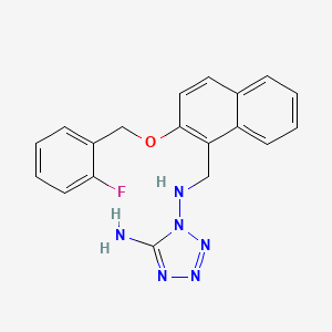 molecular formula C19H17FN6O B12478262 N~1~-({2-[(2-fluorobenzyl)oxy]naphthalen-1-yl}methyl)-1H-tetrazole-1,5-diamine 