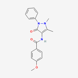 molecular formula C19H19N3O3 B12478275 N-(1,5-dimethyl-3-oxo-2-phenylpyrazol-4-yl)-4-methoxybenzamide 