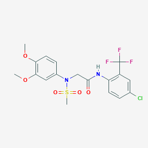 molecular formula C18H18ClF3N2O5S B12478280 N-[4-chloro-2-(trifluoromethyl)phenyl]-N~2~-(3,4-dimethoxyphenyl)-N~2~-(methylsulfonyl)glycinamide 