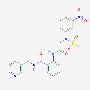 molecular formula C22H21N5O6S B12478283 2-{[N-(methylsulfonyl)-N-(3-nitrophenyl)glycyl]amino}-N-(pyridin-3-ylmethyl)benzamide 