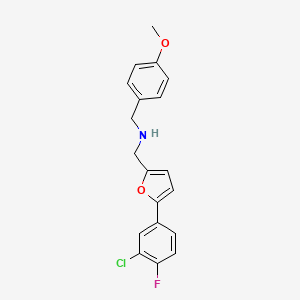 molecular formula C19H17ClFNO2 B12478307 1-[5-(3-chloro-4-fluorophenyl)furan-2-yl]-N-(4-methoxybenzyl)methanamine 