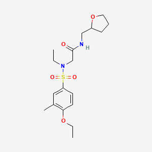 molecular formula C18H28N2O5S B12478320 N~2~-[(4-ethoxy-3-methylphenyl)sulfonyl]-N~2~-ethyl-N-(tetrahydrofuran-2-ylmethyl)glycinamide 