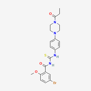 5-bromo-2-methoxy-N-{[4-(4-propanoylpiperazin-1-yl)phenyl]carbamothioyl}benzamide