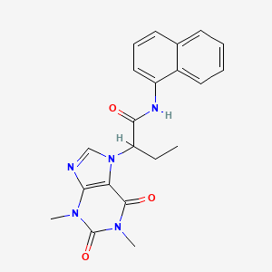 molecular formula C21H21N5O3 B12478363 2-(1,3-dimethyl-2,6-dioxo-1,2,3,6-tetrahydro-7H-purin-7-yl)-N-(naphthalen-1-yl)butanamide 