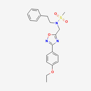 molecular formula C20H23N3O4S B12478379 N-{[3-(4-ethoxyphenyl)-1,2,4-oxadiazol-5-yl]methyl}-N-(2-phenylethyl)methanesulfonamide 