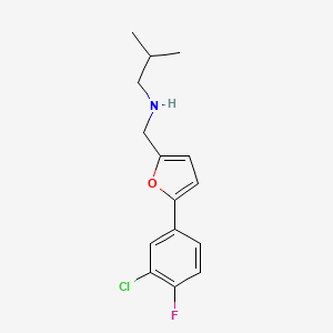 molecular formula C15H17ClFNO B12478382 N-{[5-(3-chloro-4-fluorophenyl)furan-2-yl]methyl}-2-methylpropan-1-amine 