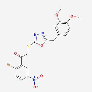 1-(2-Bromo-5-nitrophenyl)-2-{[5-(3,4-dimethoxybenzyl)-1,3,4-oxadiazol-2-yl]sulfanyl}ethanone