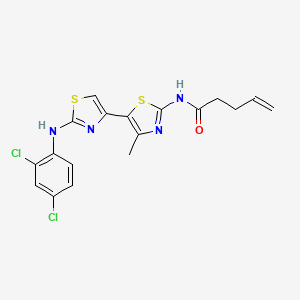 molecular formula C18H16Cl2N4OS2 B1247843 N-[5-[2-(2,4-dichloroanilino)-4-thiazolyl]-4-methyl-2-thiazolyl]-4-pentenamide 