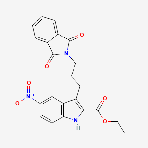 molecular formula C22H19N3O6 B12478441 ethyl 3-[3-(1,3-dioxoisoindol-2-yl)propyl]-5-nitro-1H-indole-2-carboxylate 