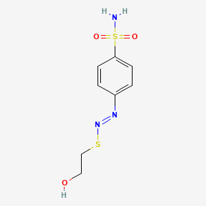 molecular formula C8H11N3O3S2 B12478475 4-{(E)-[(2-hydroxyethyl)sulfanyl]diazenyl}benzenesulfonamide 