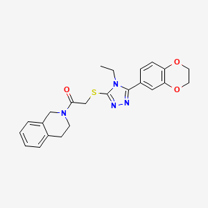 2-{[5-(2,3-dihydro-1,4-benzodioxin-6-yl)-4-ethyl-4H-1,2,4-triazol-3-yl]sulfanyl}-1-(3,4-dihydroisoquinolin-2(1H)-yl)ethanone