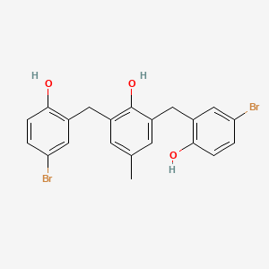 molecular formula C21H18Br2O3 B12478487 2,6-Bis[(5-bromo-2-hydroxyphenyl)methyl]-4-methylphenol 