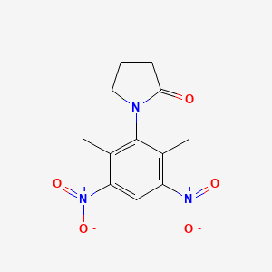 molecular formula C12H13N3O5 B12478509 1-(2,6-Dimethyl-3,5-dinitrophenyl)pyrrolidin-2-one 