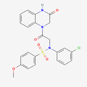 molecular formula C23H20ClN3O5S B12478512 N-(3-chlorophenyl)-4-methoxy-N-[2-oxo-2-(3-oxo-3,4-dihydroquinoxalin-1(2H)-yl)ethyl]benzenesulfonamide 