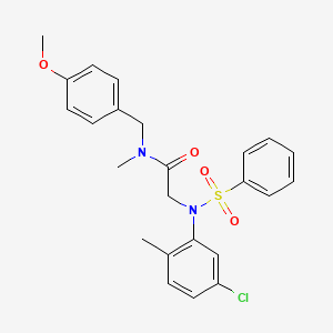 molecular formula C24H25ClN2O4S B12478536 N~2~-(5-chloro-2-methylphenyl)-N-(4-methoxybenzyl)-N-methyl-N~2~-(phenylsulfonyl)glycinamide 