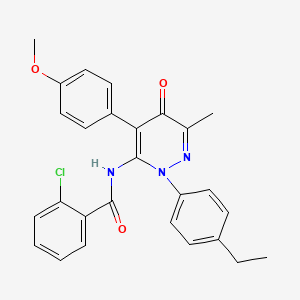 molecular formula C27H24ClN3O3 B12478551 2-chloro-N-[2-(4-ethylphenyl)-4-(4-methoxyphenyl)-6-methyl-5-oxo-2,5-dihydropyridazin-3-yl]benzamide 