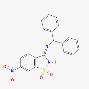 molecular formula C20H15N3O4S B12478556 N-(diphenylmethyl)-6-nitro-1,2-benzothiazol-3-amine 1,1-dioxide 