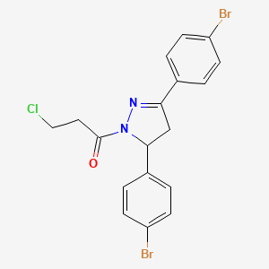 molecular formula C18H15Br2ClN2O B12478574 1-[3,5-bis(4-bromophenyl)-4,5-dihydro-1H-pyrazol-1-yl]-3-chloropropan-1-one 