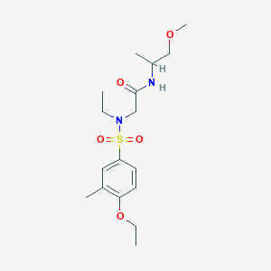 molecular formula C17H28N2O5S B12478575 N~2~-[(4-ethoxy-3-methylphenyl)sulfonyl]-N~2~-ethyl-N-(1-methoxypropan-2-yl)glycinamide 