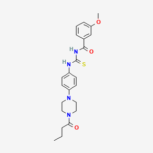 N-{[4-(4-butanoylpiperazin-1-yl)phenyl]carbamothioyl}-3-methoxybenzamide