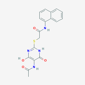 molecular formula C18H16N4O4S B12478602 2-{[5-(acetylamino)-4-hydroxy-6-oxo-1,6-dihydropyrimidin-2-yl]sulfanyl}-N-(naphthalen-1-yl)acetamide 