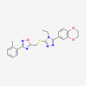 5-({[5-(2,3-dihydro-1,4-benzodioxin-6-yl)-4-ethyl-4H-1,2,4-triazol-3-yl]sulfanyl}methyl)-3-(2-methylphenyl)-1,2,4-oxadiazole