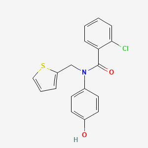 molecular formula C18H14ClNO2S B12478703 2-chloro-N-(4-hydroxyphenyl)-N-(thiophen-2-ylmethyl)benzamide 