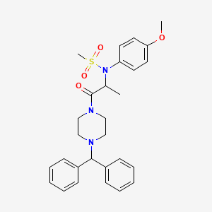 molecular formula C28H33N3O4S B12478727 N-{1-[4-(diphenylmethyl)piperazin-1-yl]-1-oxopropan-2-yl}-N-(4-methoxyphenyl)methanesulfonamide 