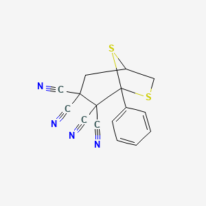 molecular formula C16H10N4S2 B12478735 5-Phenyl-6,8-dithiabicyclo[3.2.1]octane-3,3,4,4-tetracarbonitrile 