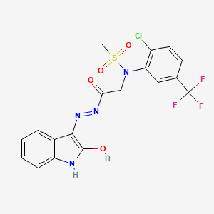 N-[2-Chloro-5-(trifluoromethyl)phenyl]-N-({N'-[(3Z)-2-oxo-1H-indol-3-ylidene]hydrazinecarbonyl}methyl)methanesulfonamide