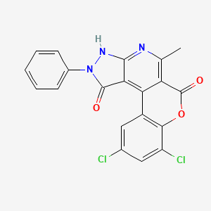 8,10-Dichloro-5-methyl-2-phenyl-2,3-dihydrochromeno[4,3-d]pyrazolo[3,4-b]pyridine-1,6-dione