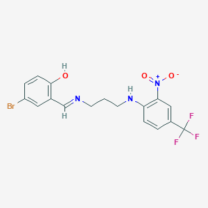 molecular formula C17H15BrF3N3O3 B12478833 4-bromo-2-[(E)-[(3-{[2-nitro-4-(trifluoromethyl)phenyl]amino}propyl)imino]methyl]phenol 