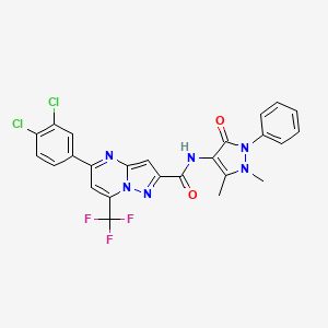 5-(3,4-dichlorophenyl)-N-(1,5-dimethyl-3-oxo-2-phenylpyrazol-4-yl)-7-(trifluoromethyl)pyrazolo[1,5-a]pyrimidine-2-carboxamide