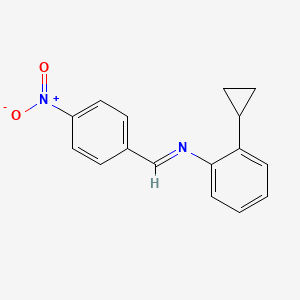 molecular formula C16H14N2O2 B12478851 2-cyclopropyl-N-[(E)-(4-nitrophenyl)methylidene]aniline 