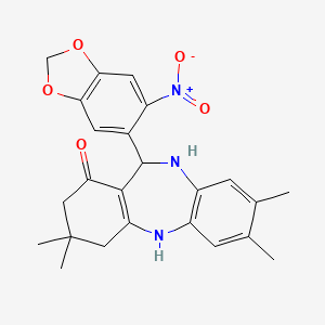 3,3,7,8-tetramethyl-11-(6-nitro-1,3-benzodioxol-5-yl)-2,3,4,5,10,11-hexahydro-1H-dibenzo[b,e][1,4]diazepin-1-one