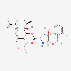 molecular formula C29H37ClN2O7 B1247890 [(1S,2R,4aR,5R,8R,8aR)-2-acetyloxy-8a-hydroxy-3,8-dimethyl-5-prop-1-en-2-yl-2,4a,5,6,7,8-hexahydro-1H-naphthalen-1-yl] (2S,3aR,9bR)-6-chloro-9b-hydroxy-5-methyl-1,2,3,3a-tetrahydropyrrolo[2,3-c][2,1]benzoxazine-2-carboxylate 