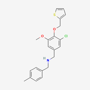 molecular formula C21H22ClNO2S B12478941 1-[3-chloro-5-methoxy-4-(thiophen-2-ylmethoxy)phenyl]-N-(4-methylbenzyl)methanamine 