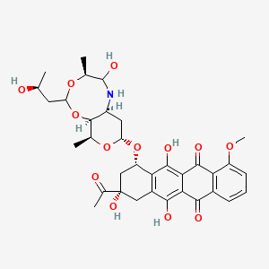 molecular formula C34H41NO13 B1247896 (7S,9S)-7-[[(4S,6aS,8R,10S,10aS)-5-hydroxy-2-[(2S)-2-hydroxypropyl]-4,10-dimethyl-4,5,6,6a,7,8,10,10a-octahydropyrano[3,4-d][1,3,6]dioxazocin-8-yl]oxy]-9-acetyl-6,9,11-trihydroxy-4-methoxy-8,10-dihydro-7H-tetracene-5,12-dione 