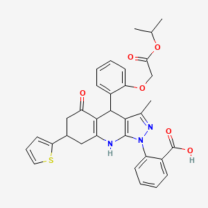 2-[3-methyl-5-oxo-4-{2-[2-oxo-2-(propan-2-yloxy)ethoxy]phenyl}-7-(thiophen-2-yl)-4,5,6,7,8,9-hexahydro-1H-pyrazolo[3,4-b]quinolin-1-yl]benzoic acid