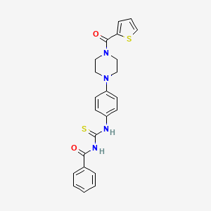 molecular formula C23H22N4O2S2 B12478964 N-({4-[4-(thiophen-2-ylcarbonyl)piperazin-1-yl]phenyl}carbamothioyl)benzamide 