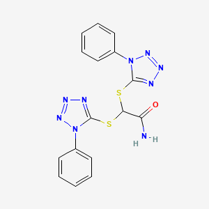 2,2-bis[(1-phenyl-1H-tetrazol-5-yl)sulfanyl]acetamide