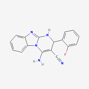 molecular formula C17H12FN5 B12478995 4-Amino-2-(2-fluorophenyl)-1,2-dihydropyrimido[1,2-a]benzimidazole-3-carbonitrile 