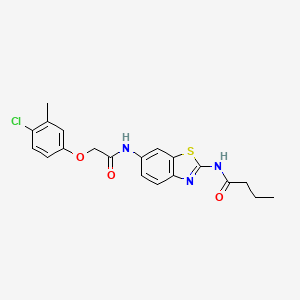 molecular formula C20H20ClN3O3S B12479005 N-(6-{[(4-chloro-3-methylphenoxy)acetyl]amino}-1,3-benzothiazol-2-yl)butanamide 